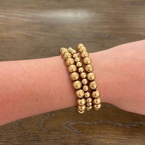 Beaded gold bracelet stack
